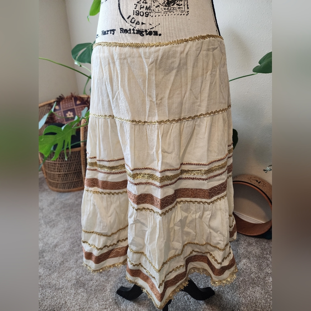 Nanette Lapore cream and gold peasant skirt